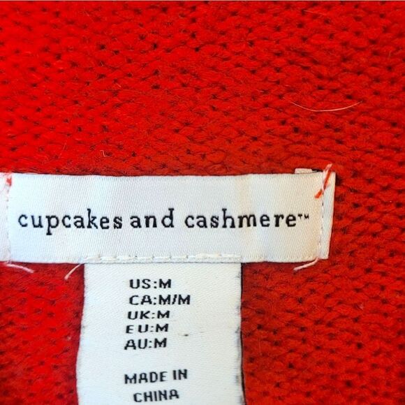 Cupcakes And Cashmere Red Ski Mock Neck Sweater Size US M - Picture 3 of 5